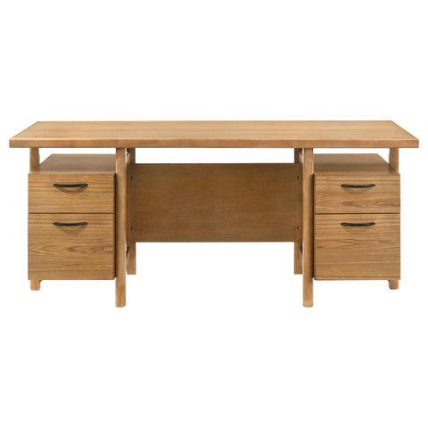 Mina 69-inch 4-drawer Computer Desk with File Drawer Light Ash