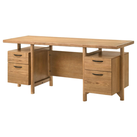 Mina 69-inch 4-drawer Computer Desk with File Drawer Light Ash
