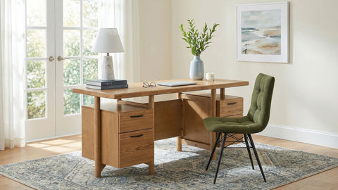 Mina 69-inch 4-drawer Computer Desk with File Drawer Light Ash