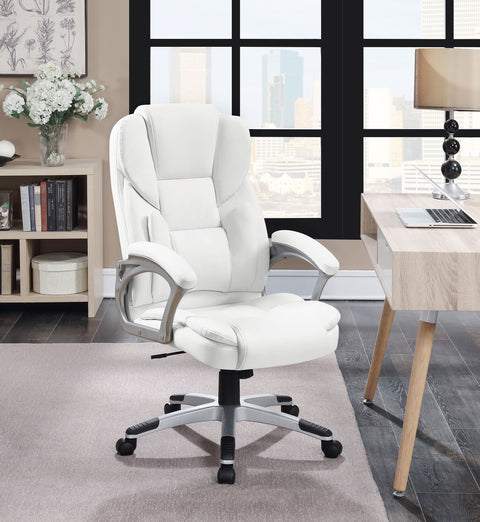 Ellorie Upholstered Adjustable Home Office Desk Chair WhiteWhite
