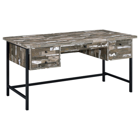 Retro 4-drawer Writing Desk Salvaged CabinWeathered Brown