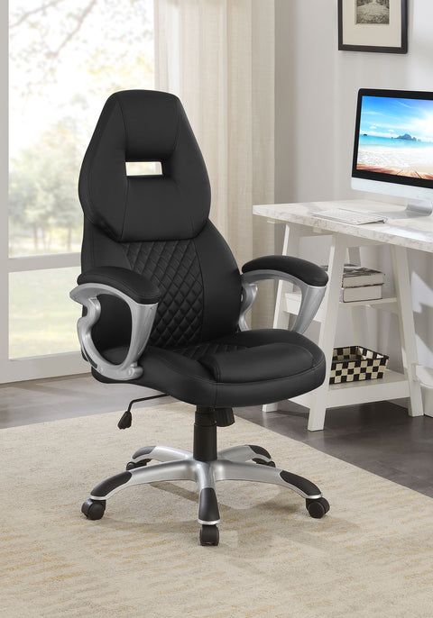 Trea Upholstered Adjustable Home Office Desk Chair BlackBlack