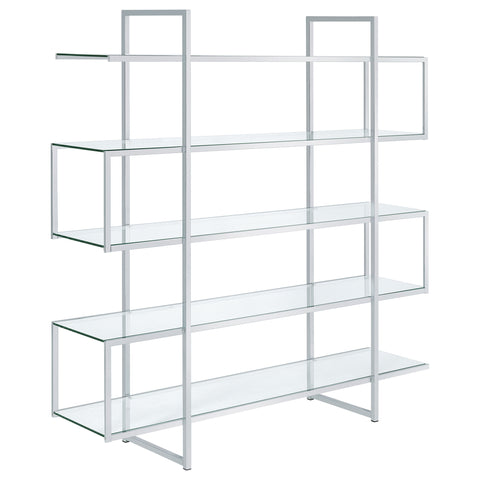 Elton 63-inch 5-shelf Bookshelf Clear and ChromeClear