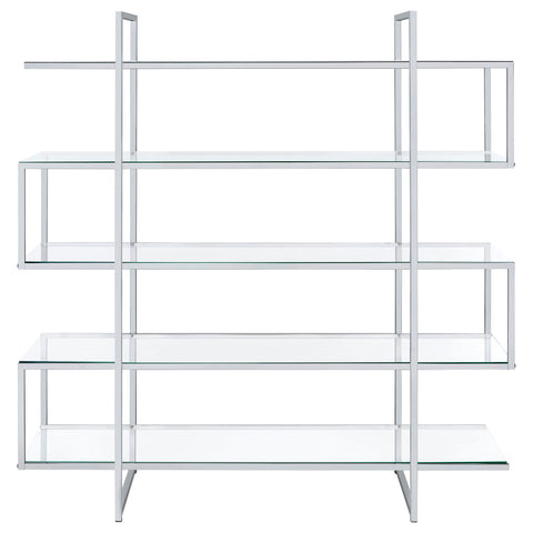 Elton 63-inch 5-shelf Bookshelf Clear and ChromeClear