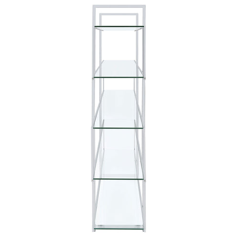 Elton 63-inch 5-shelf Bookshelf Clear and ChromeClear