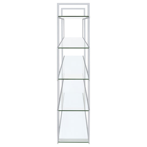 Elton 63-inch 5-shelf Bookshelf Clear and ChromeClear