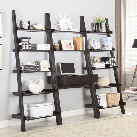 Malthe 3-piece Ladder Desk and Bookcase Set CappuccinoCappuccino