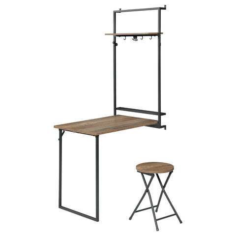 Rhodes Foldable Whiteboard Wall Desk with Stool Rustic OakRustic Oak