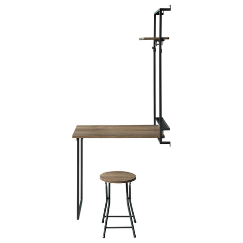 Rhodes Foldable Whiteboard Wall Desk with Stool Rustic OakRustic Oak