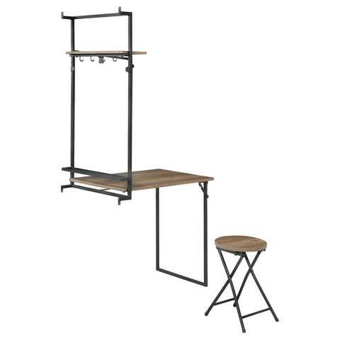 Rhodes Foldable Whiteboard Wall Desk with Stool Rustic OakRustic Oak
