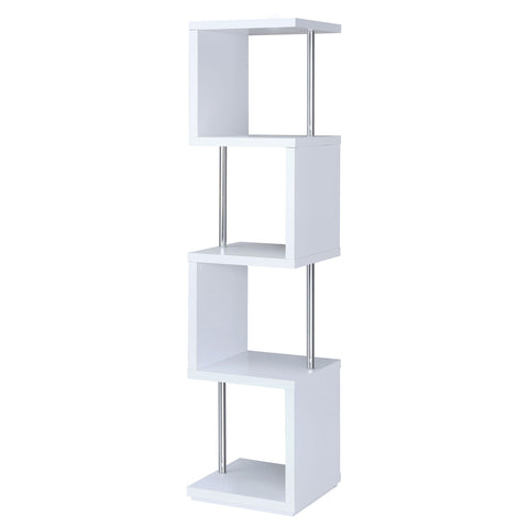 Sergio 67-inch 4-shelf Bookshelf White and ChromeWhite