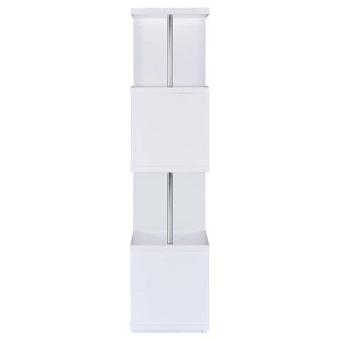 Sergio 67-inch 4-shelf Bookshelf White and ChromeWhite