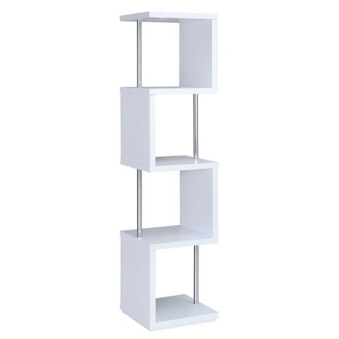 Sergio 67-inch 4-shelf Bookshelf White and ChromeWhite
