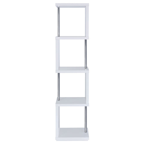 Sergio 67-inch 4-shelf Bookshelf White and ChromeWhite