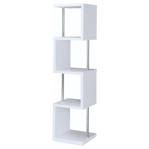 Sergio 67-inch 4-shelf Bookshelf White and ChromeWhite