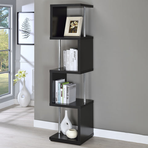 Sergio 67-inch 4-shelf Bookshelf Black and ChromeBlack