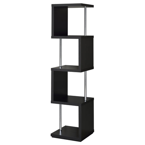 Sergio 67-inch 4-shelf Bookshelf Black and ChromeBlack