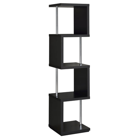 Sergio 67-inch 4-shelf Bookshelf Black and ChromeBlack