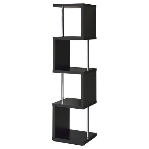 Sergio 67-inch 4-shelf Bookshelf Black and ChromeBlack