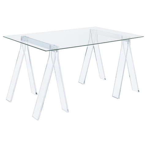 Sonya 59-inch Glass Top Acrylic Writing Desk ClearClear
