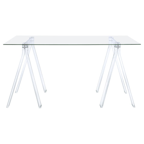 Sonya 59-inch Glass Top Acrylic Writing Desk ClearClear