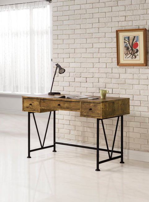 Rowan 47-inch 3-drawer Writing Desk Rustic NutmegRustic Nutmeg