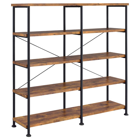 Rowan 63-inch 4-shelf Double Bookshelf Rustic NutmegRustic Nutmeg