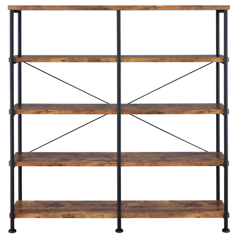 Rowan 63-inch 4-shelf Double Bookshelf Rustic NutmegRustic Nutmeg