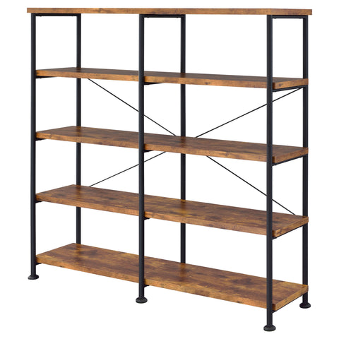 Rowan 63-inch 4-shelf Double Bookshelf Rustic NutmegRustic Nutmeg