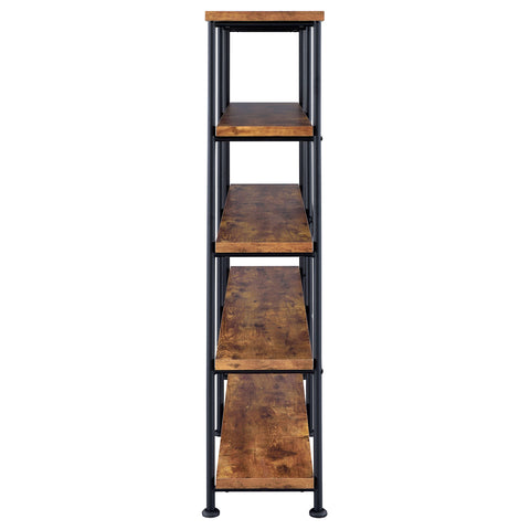 Rowan 63-inch 4-shelf Double Bookshelf Rustic NutmegRustic Nutmeg