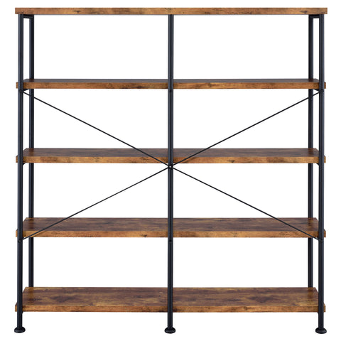 Rowan 63-inch 4-shelf Double Bookshelf Rustic NutmegRustic Nutmeg