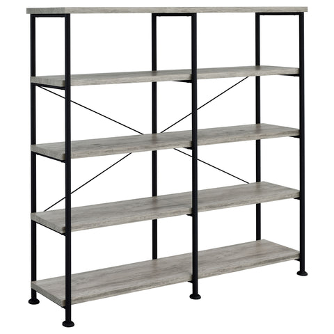 Rowan 63-inch 4-shelf Double Bookshelf Grey DriftwoodGrey Driftwood