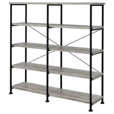 Rowan 63-inch 4-shelf Double Bookshelf Grey DriftwoodGrey Driftwood