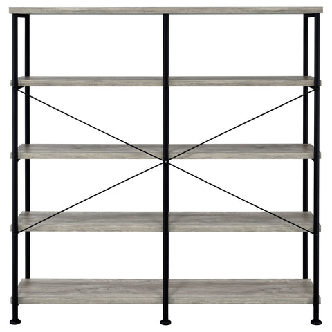 Rowan 63-inch 4-shelf Double Bookshelf Grey DriftwoodGrey Driftwood