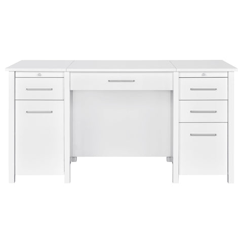 Eliska 60-inch 4-drawer Lift Top Office Desk White High GlossWhite High Gloss