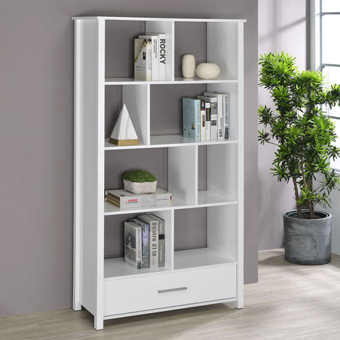 Eliska 68-inch 4-shelf Storage Bookshelf White High GlossWhite High Gloss