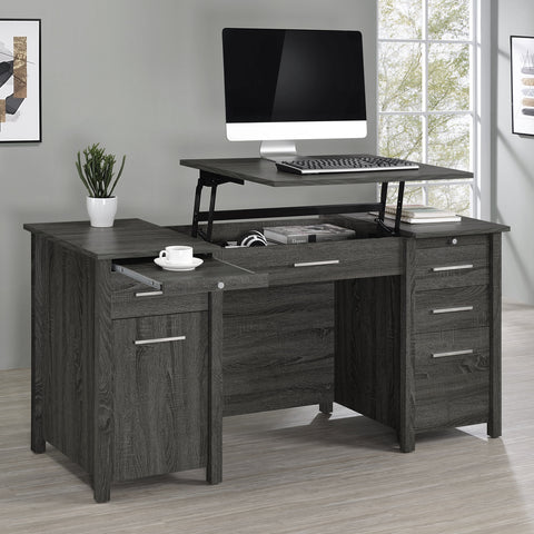 Eliska 60-inch 4-drawer Lift Top Office Desk Weathered GreyWeathered Grey