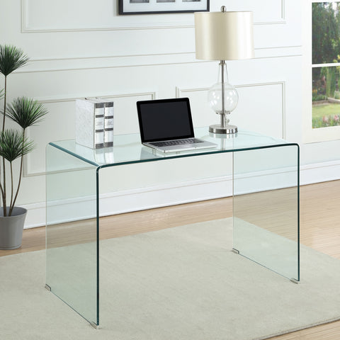 Edna 47-inch Tempered Bent Glass Writing Desk ClearClear