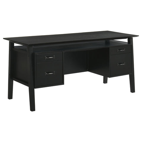 Franklin 64-inch 4-Drawer Double Pedestal Computer Desk Black