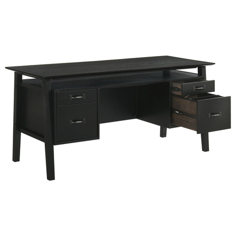 Franklin 64-inch 4-Drawer Double Pedestal Computer Desk Black