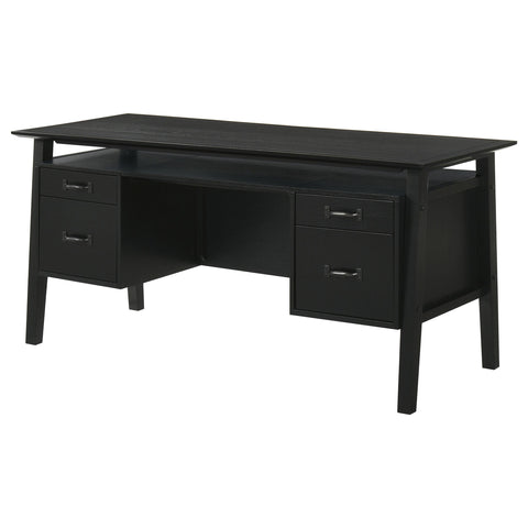 Franklin 64-inch 4-Drawer Double Pedestal Computer Desk Black
