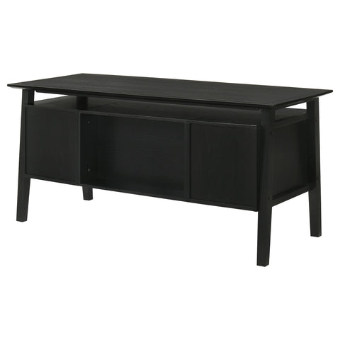 Franklin 64-inch 4-Drawer Double Pedestal Computer Desk Black