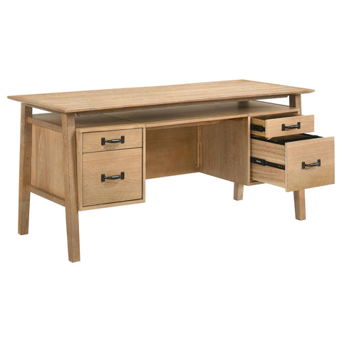 Franklin 64-inch 4-Drawer Double Pedestal Computer Desk Distressed Light Brown