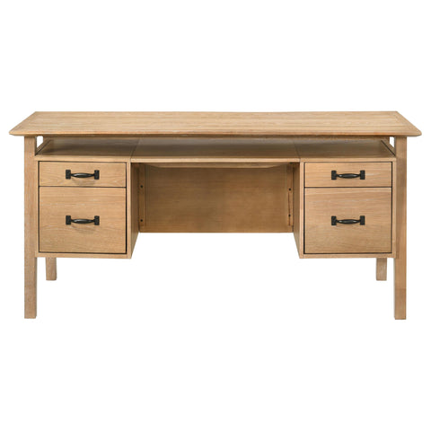 Franklin 64-inch 4-Drawer Double Pedestal Computer Desk Distressed Light Brown