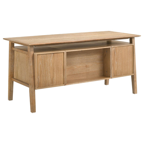 Franklin 64-inch 4-Drawer Double Pedestal Computer Desk Distressed Light Brown