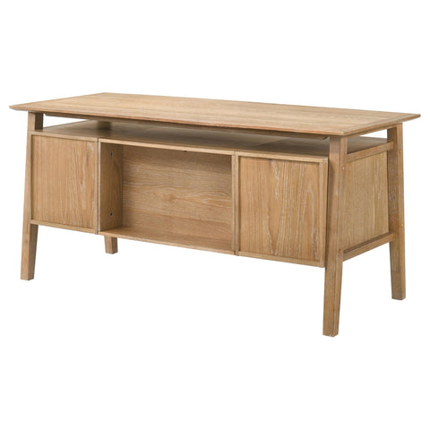 Franklin 64-inch 4-Drawer Double Pedestal Computer Desk Distressed Light Brown