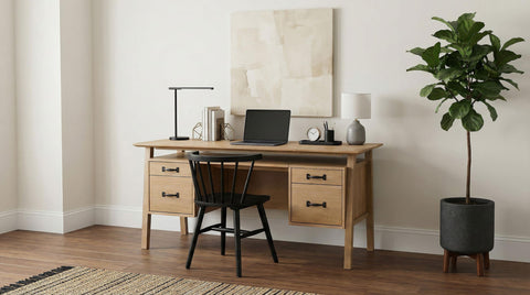 Franklin 64-inch 4-Drawer Double Pedestal Computer Desk Distressed Light Brown
