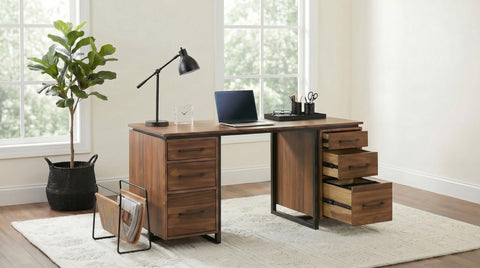 Carlow 6-Drawer Double Pedestal File Computer Desk