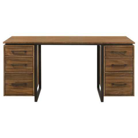 Carlow 6-Drawer Double Pedestal File Computer Desk