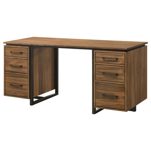 Carlow 6-Drawer Double Pedestal File Computer Desk